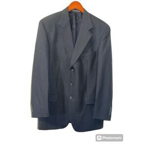 Joseph Feiss International Men's Suit Jacket Size 42 L Black Wool W/Pockets